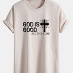 Regular Fit God Is Good Cross Print Cotton T-Shirt