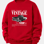 Vintage Car Print Relax Fit Sweatshirt