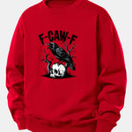 Crow Skull Print Relax Fit Sweatshirt