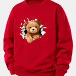 Bear Breaking Through The Wall Print Relax Fit Sweatshirt