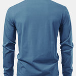 Solid Long Sleeve Cotton Polo Shirt