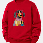 Sweater Dog Print Relax Fit Sweatshirt