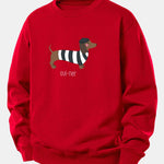 French Dachshund Print Relax Fit Sweatshirt