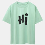 Hi Slogan Lines Print Drop Shoulder Oversize T-Shirt