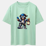 Hip Hop Bear Print Drop Shoulder Oversize T-Shirt