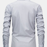 Long Sleeve Stripe Button Up Shirt & Elastic Waist Straight Leg Trousers