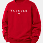 Blessed Cross Print Relax Fit Sweatshirt