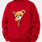 Zipper Bear Print Relax Fit Sweatshirt