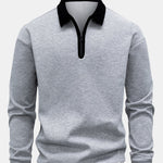 Contrast Zipper Polo Collar Sweatshirt