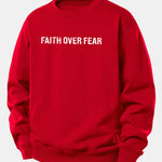 Faith Over Fear American Flag Print Relax Fit Sweatshirt