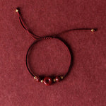 Buddha Stones Handmade Lotus Cinnabar Peace Buckle Blessing Braid Bracelet (Extra 35% Off | USE CODE: FS35)