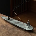 Buddha Stones Buddha Monk Ceramic Sea Wave Mountain Blessing Incense Burner Decoration
