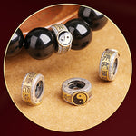 Buddha Stones 925 Sterling Silver Black Obsidian Gold Sheen Obsidian Silver Sheen Obsidian Yin Yang Protection Bracelet (Extra 35% Off | USE CODE: FS35)