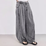 High-waisted Wide-leg Casual Curved Trousers