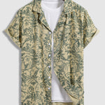 Men's Retro Floral Cuban Collar Shirt Casual Shorts Set