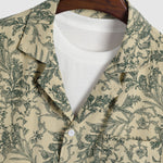 Men's Retro Floral Cuban Collar Shirt Casual Shorts Set