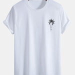 Regular Fit Palm Tree Slogan Print Cotton T-Shirt