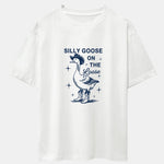 Silly Cowboy Goose Print Drop Shoulder Oversize T-Shirt