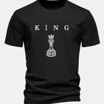 Regular Fit King Chess Print Cotton T-Shirt