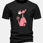 Regular Fit Pink Panther Print Cotton T-Shirt