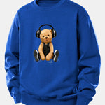 Headphone Bear Print Relax Fit Sweatshirt