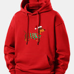 Christmas Dachshund Print Relax Fit Hoodie