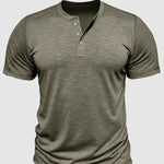 Men's solid color casual henley short-sleeved polo