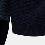 Contrast Textured Jacquard Knit Zip Up Polo Shirt