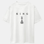 King Chess Print Drop Shoulder Oversize T-Shirt