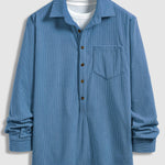 Men's Corduroy Lapel Half Button Long Sleeve Shirt