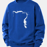 Outline Cat Print Relax Fit Sweatshirt