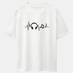 Heartbeat Music Print Drop Shoulder Oversize T-Shirt