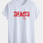 Regular Fit Beach Life Print Cotton T-Shirt & Drawstring Swim Shorts