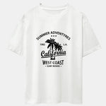 California Palm Tree Print Drop Shoulder Oversize T-Shirt & Corduroy Drawstring Shorts