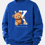 Crown King Bear Print Relax Fit Sweatshirt