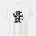 Hip Hop Bear Print Drop Shoulder Oversize T-Shirt