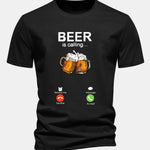 Regular Fit Beer Is Calling Print Cotton T-Shirt