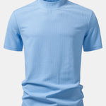 Ribbed Mock Neck T-Shirt & Drawstring Ribbed Shorts
