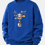 Christmas Light Reindeer Print Relax Fit Sweatshirt