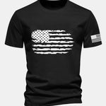 Regular Fit American Flag Print Cotton T-Shirt