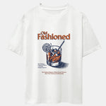 Vintage Whiskey Print Drop Shoulder Oversize T-Shirt
