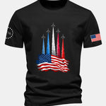 Regular Fit Fighter Jets With USA Flag Print Cotton T-Shirt
