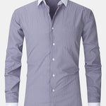 Stripe Contrast Collar Dress Shirt