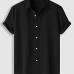 Men's Solid Color Marble Pattern Textured Casual Short Sleeve Shirt