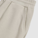 Men's solid color textured Puff Grid casual round neck sweatshirt and casual pants set