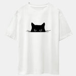 Black Cat Print Drop Shoulder Oversize T-Shirt