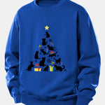 Christmas Cats Print Relax Fit Sweatshirt