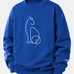 Cat Line Print Relax Fit Sweatshirt
