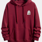 Ghost Drinking Coffee Print Relax Fit Hoodie