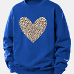 Leopard Heart Print Relax Fit Sweatshirt